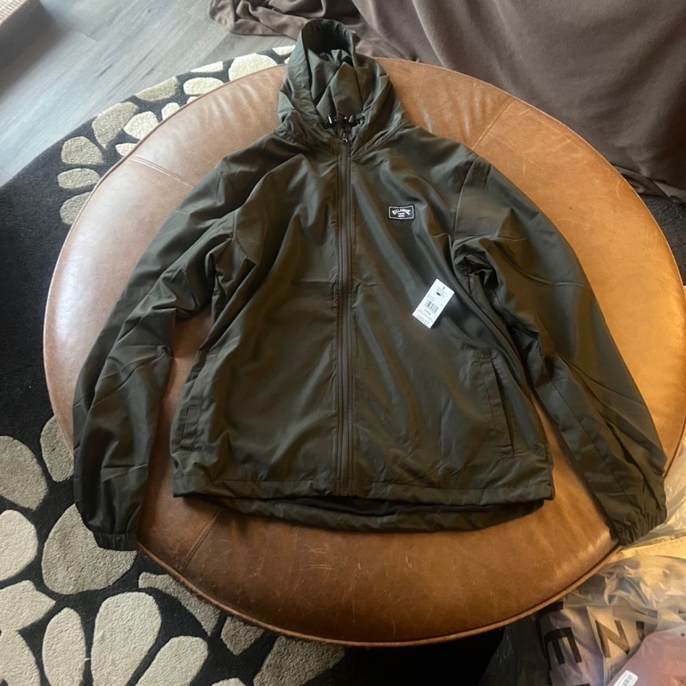 Billabong Green Windbreaker Jacket Lightweight Hooded
